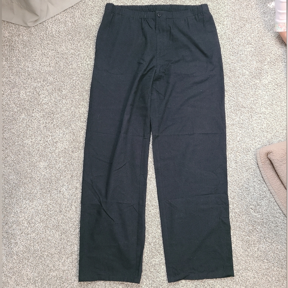 100% Silk + Cotton Blend Textured Lounge Wide Leg Pants Trousers